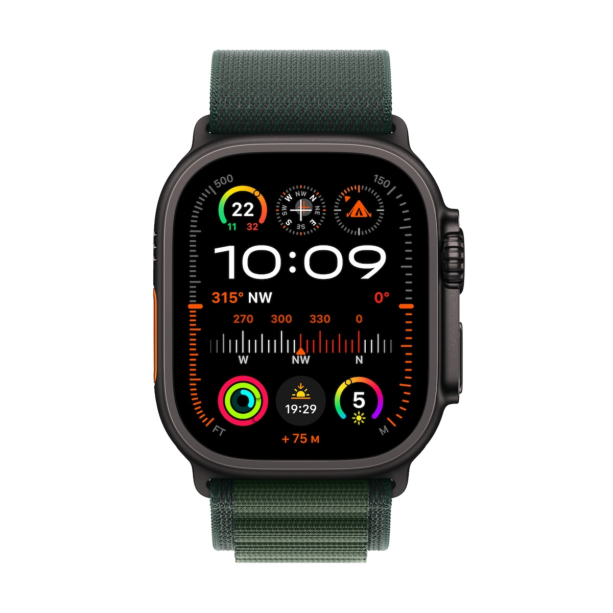 Apple Apple Watch Ultra 2 GPS + Cellular 49mm Black Titanium Case with Dark Green Alpine Loop – Large