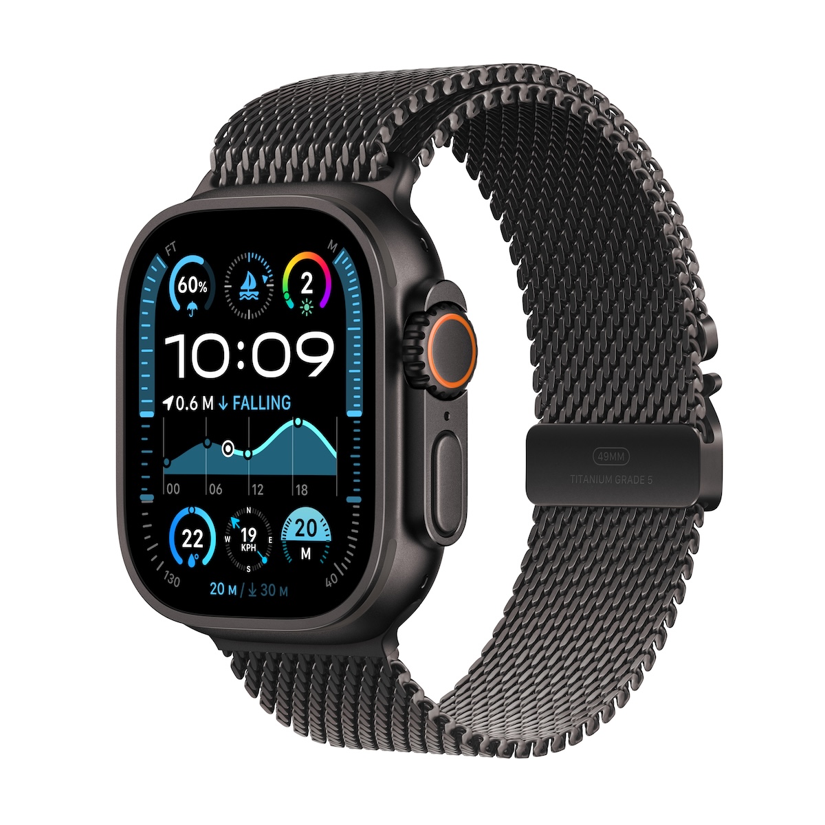Apple Apple Watch Ultra 2 GPS + Cellular 49mm Black Titanium Case with Black Titanium Milanese Loop – L