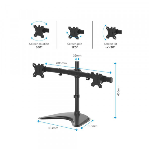 Fellowes Nosač Monitora Fellowes Profesional Series Freestanding Dual Horizontal 8043701
