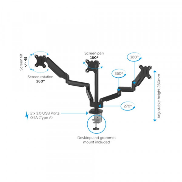 Fellowes Nosač monitora Fellowes Platinum Series trostruki 8042601 crni