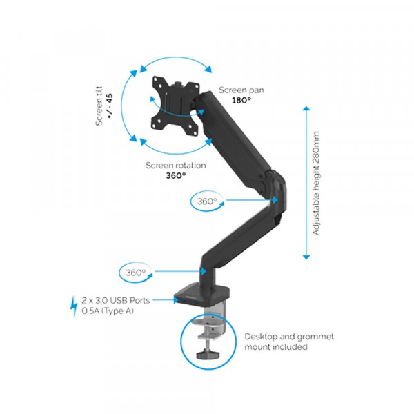 Fellowes Nosač monitora Fellowes Platinum Series Single crna 8043301