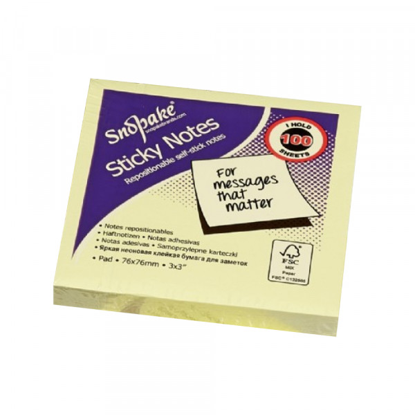Snopake Samolepljivi blok post it Snopake 75×75, žuti, 100 listova