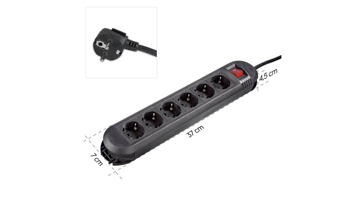 HAMA Distributer sa 6 utiènica i prekidaèem, crni