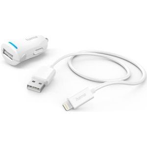 HAMA Auto punjac za iPhone, MFI, beli, 12W, 5V/2,4A, 1m