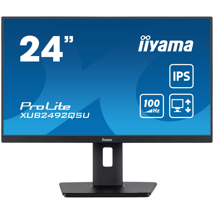 IIYAMA IIYAMA Monitor LED XUB2492QSU-B1 23.8″ IPS 2560 x 1440 @100Hz 300 cd/m² 1000:1 0.5ms HDMI DP USB-Hub height, swivel, tilt, pivot (rotation both sides) 3y