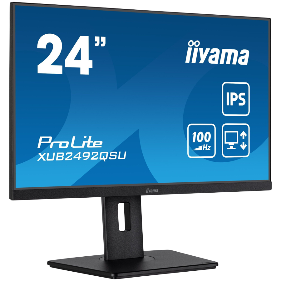 IIYAMA IIYAMA Monitor LED XUB2492QSU-B1 23.8″ IPS 2560 x 1440 @100Hz 300 cd/m² 1000:1 0.5ms HDMI DP USB-Hub height, swivel, tilt, pivot (rotation both sides) 3y
