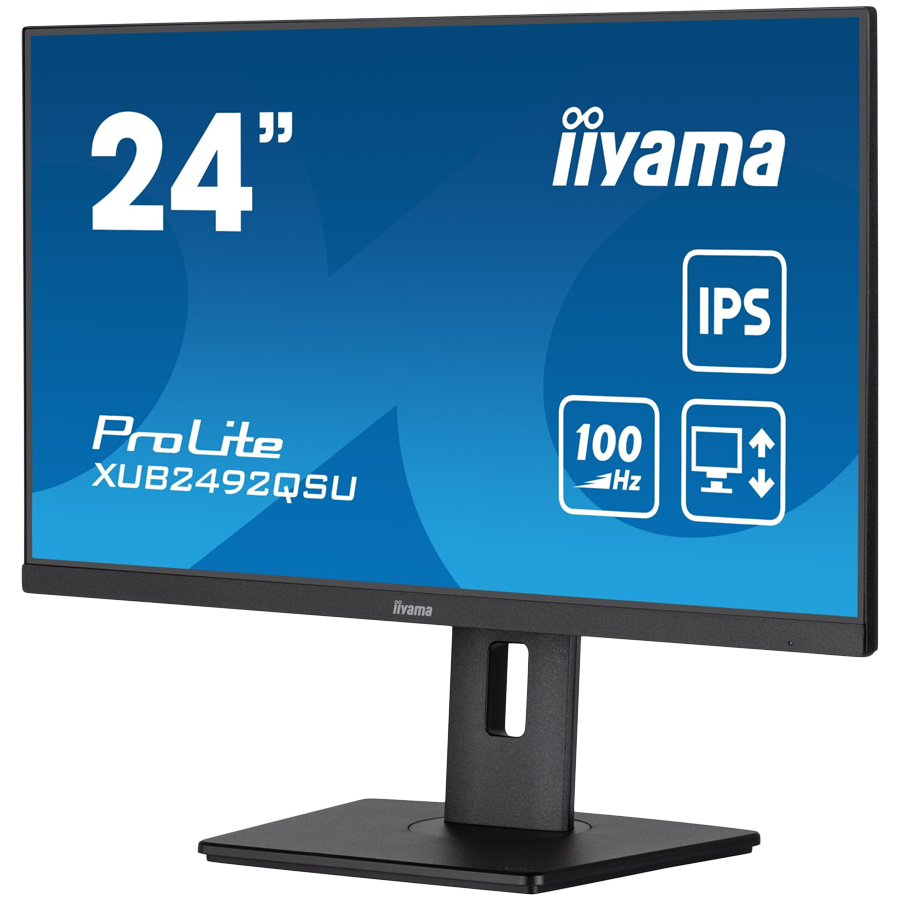 IIYAMA IIYAMA Monitor LED XUB2492QSU-B1 23.8″ IPS 2560 x 1440 @100Hz 300 cd/m² 1000:1 0.5ms HDMI DP USB-Hub height, swivel, tilt, pivot (rotation both sides) 3y